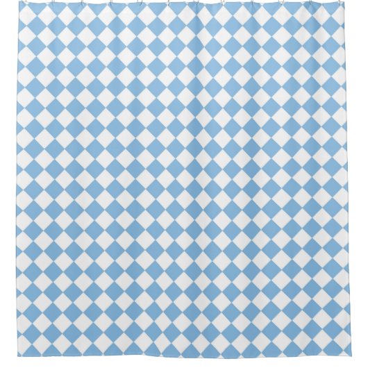 Blauw- en witcontrolepatroon douchegordijn (Voorkant)