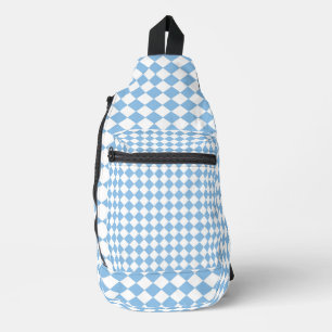 Blauw- en witcontrolepatroon sling bag