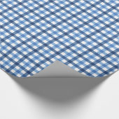 Blauw- en witgingham-verpakkingspapier cadeaupapier (Hoek)