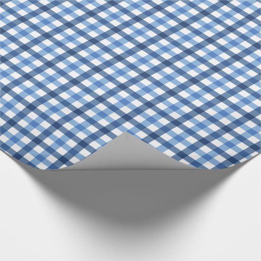 Blauw- en witgingham-verpakkingspapier cadeaupapier (Hoek)