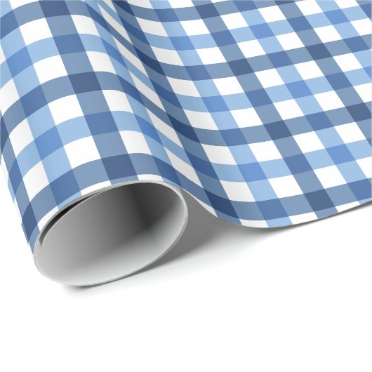 Blauw- en witgingham-verpakkingspapier cadeaupapier (Rol Hoek)