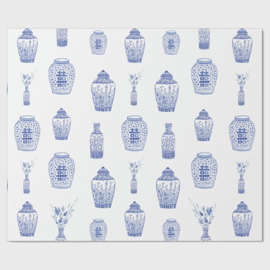 Blauw- en witgrijppapier cadeaupapier (Vlak)