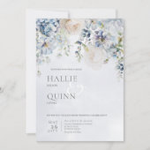 Blauw- en without Moderne bruiloft Kaart (Voorkant)