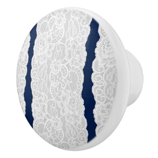 Blauw- en witkant Rustic Romantic Keramische Knop (Rechts)