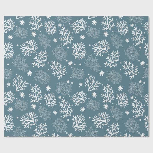 Blauw- en witkoraal omslagpapier cadeaupapier (Vlak)