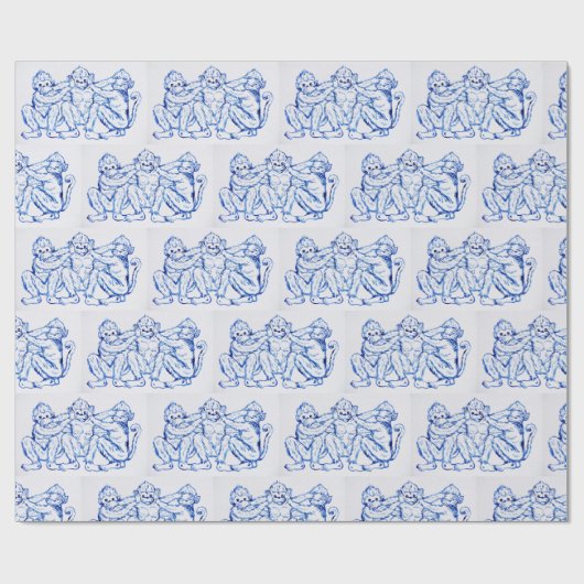 Blauw- en witpapier cadeaupapier (Vlak)