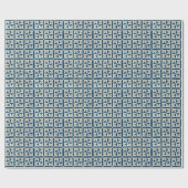 Blauw- en witpinwielpatroonpatchwerkquilt cadeaupapier (Vlak)