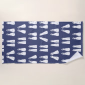 Blauw- en witscuba-vinnen Patroon Nautisch Strandlaken (Voorkant)