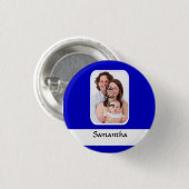 Blauw en witte aangepaste foto ronde button 3,2 cm (Voorkant /achterkant)