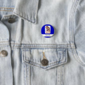 Blauw en witte aangepaste foto ronde button 3,2 cm (In situ)