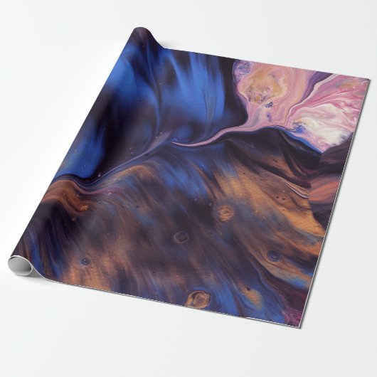 BLAUW EN WITTE ABSTRACTE SCHIJNEN CADEAUPAPIER (Uitgerold)