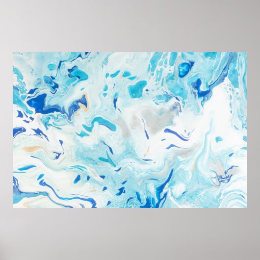 BLAUW EN WITTE ABSTRACTE SCHIJVEN 3 POSTER (Voorkant)