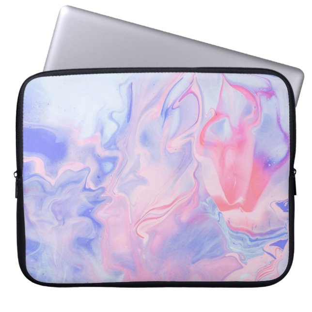 BLAUW EN WITTE ABSTRACTE SCHIJVEN 5 LAPTOP SLEEVE (Voorkant)