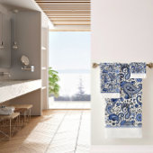 Blauw- en witte badhanddoekset bad handdoek