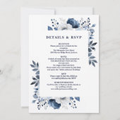 Blauw en witte bloem all-in-one bruiloft kaart (Achterkant)