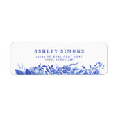 Blauw en Witte Bloem Bruidsdouche  Etiket (Voorkant)