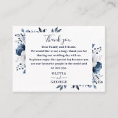 Blauw en Witte Bloem Bruiloft Dankjewel Plaatskaartje (Voorkant)