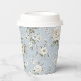 Blauw en Witte Bloem Papier Koffiekopje Papieren Bekers