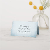 Blauw en witte bloemen bruiloft gevouwen plaats ka plaatskaartje (Achterkant)