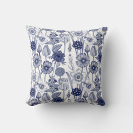 Blauw en Witte Bloemen Nr. 1 Pillow Kussen
