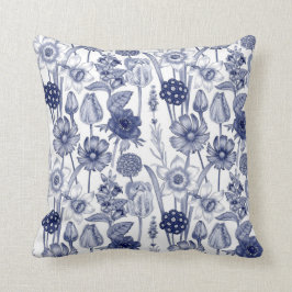 Blauw en Witte Bloemen Nr. 1 Pillow Kussen