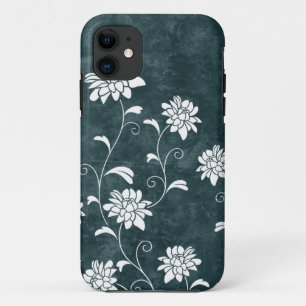 Blauw en witte bloemen, roestvrij Case-Mate iPhone case