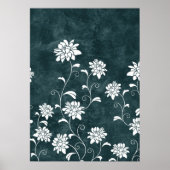 Blauw en witte bloemen, roestvrij poster (Voorkant)