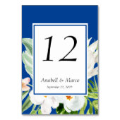 Blauw en Witte Bloemen Tafelnummer (Achterkant)