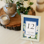 Blauw en Witte Bloemen Tafelnummer