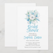 Blauw en witte bloemen Wit Vrijgezellenfeest Kaart (Voorkant / Achterkant)