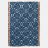 Blauw en Witte Bloemendesign Deken (Voorkant Verticaal)