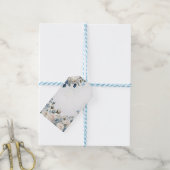Blauw en Witte Bloemige Afstudeercadeautag Cadeaulabel (Met Touw)