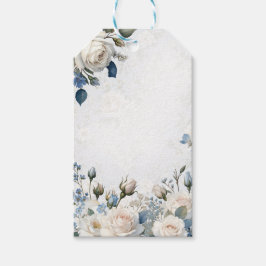 Blauw en Witte Bloemige Afstudeercadeautag Cadeaulabel