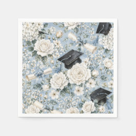 Blauw en Witte Bloemige Verjaardagsfeest Servetten