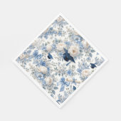 Blauw en Witte Bloemige Verjaardagsfeest Servetten (Hoek)