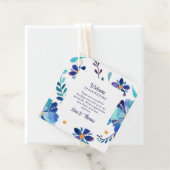 Blauw en Witte Bloemrijke Fiesta Bruiloft Welkom Bedankjes Labels (In situ)