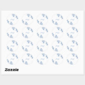 Blauw en Witte Bloemstickers Ronde Sticker (Vel)
