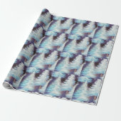 Blauw en Witte Bomen Modern Kerstmis Cadeaupapier (Uitgerold)