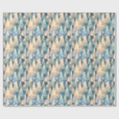 Blauw en Witte Bomen Modern Kerstmis Cadeaupapier (Vlak)