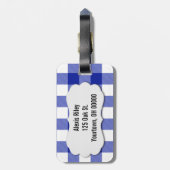 blauw en witte buffelvlecht bagagelabel (Achterkant verticaal)