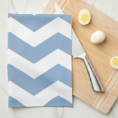 Blauw en witte Chevron Theedoek (Quarter Fold)