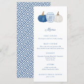 Blauw En Witte Chinoiserie Pompoenen Bruidsmeisjes Menu (Voorkant / Achterkant)