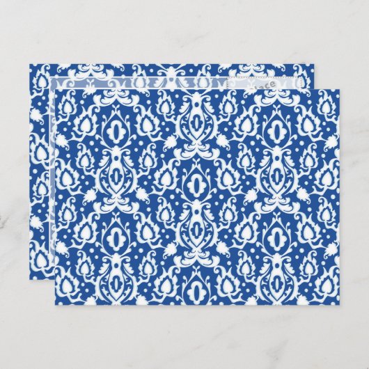 Blauw en witte Damask Briefkaart (Voorkant / Achterkant)