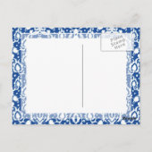 Blauw en witte Damask Briefkaart (Achterkant)
