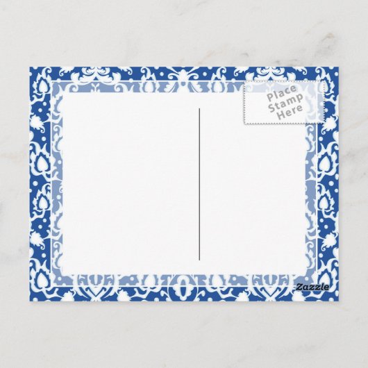 Blauw en witte Damask Briefkaart (Achterkant)