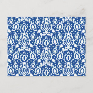 Blauw en witte Damask Briefkaart