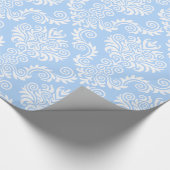 Blauw en witte Damask | Papier voor onmiddellijke  (Hoek)