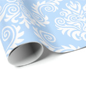 Blauw en witte Damask | Papier voor onmiddellijke  (Rol Hoek)