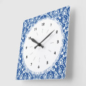Blauw en witte Damask Vierkante Klok (Hoek)