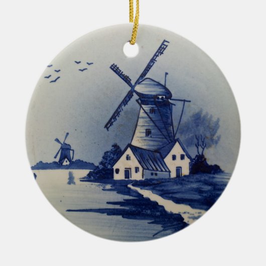 Blauw en Witte Delft Keramisch Ornament (Voorkant)